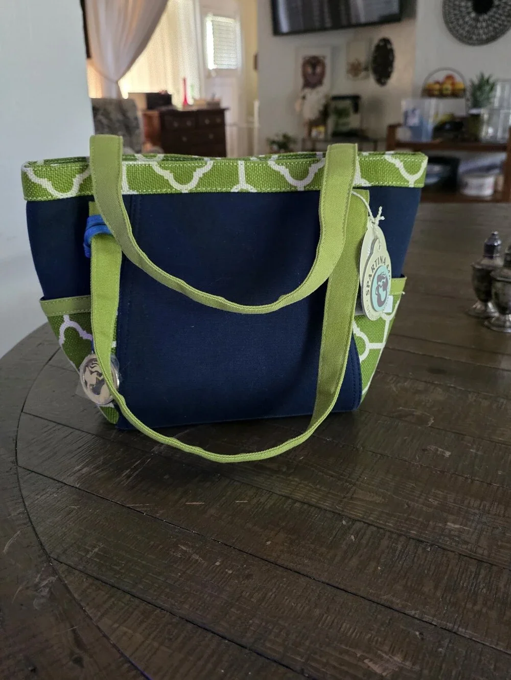 Spartina 449 NWT Club Tote Canvas Linen And Leather